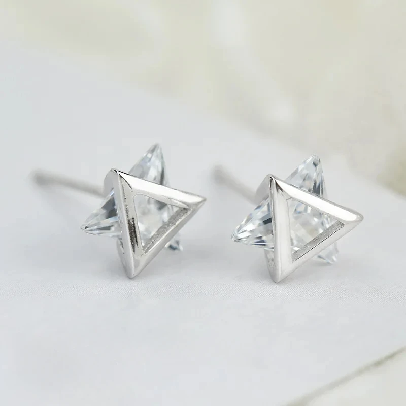925 sterling silver Double triangle Stud Earrings for Women Elegant Wedding Jewelry pendientes mujer moda
925 sterling silver Double triangle Stud Earrings for Women Elegant Wedding Jewelry pendientes mujer moda