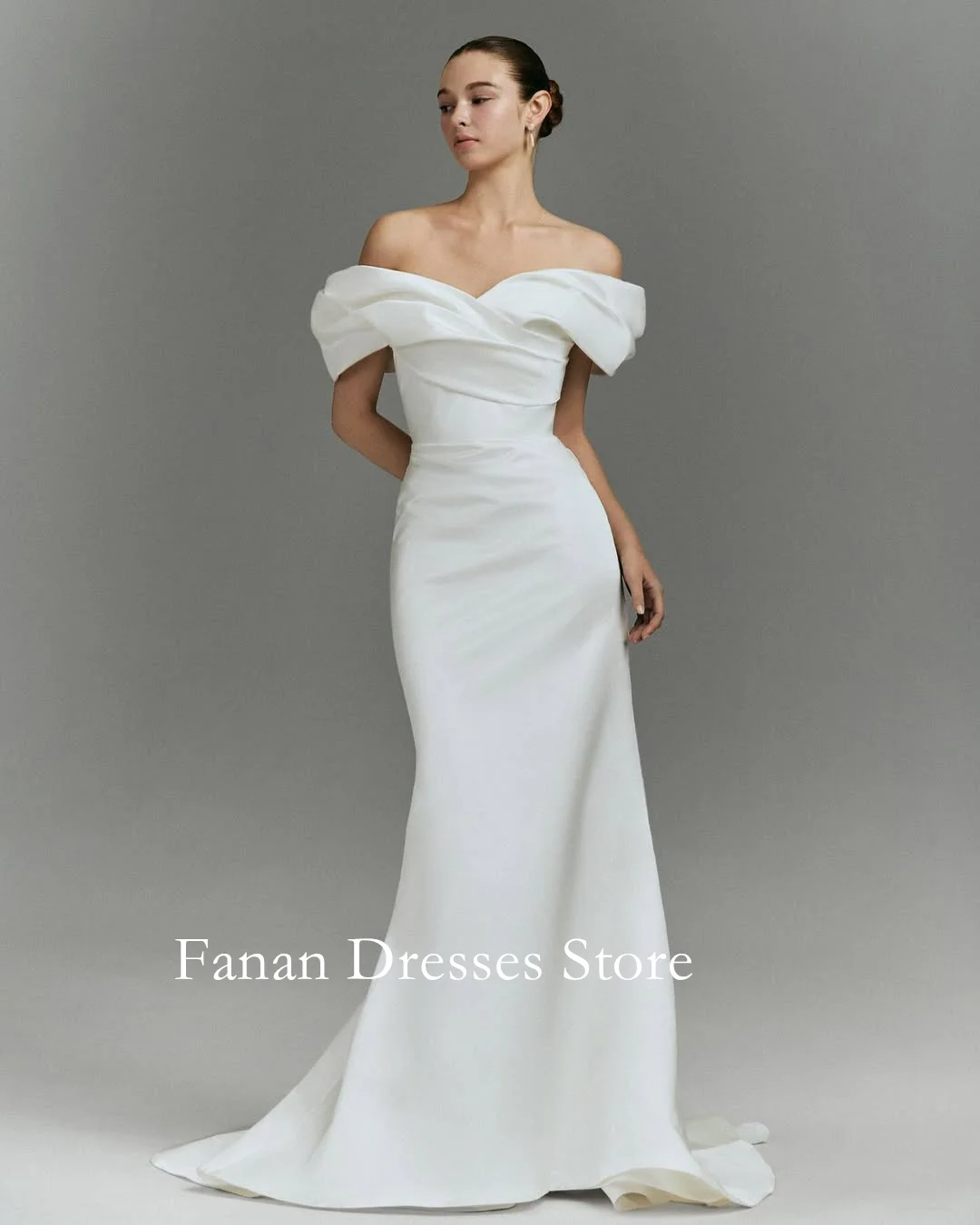 FANAN Mermaid Korea Off the Shoulder Satin Wedding Dresses 웨딩드레스 Corset Simple Ivory Customized Pretty Bride Gowns Plus Size
FANAN Mermaid Korea Off the Shoulder Satin Wedding Dresses 웨딩드레스 Corset Simple Ivory Customized Pretty Bride Gowns Plus Size