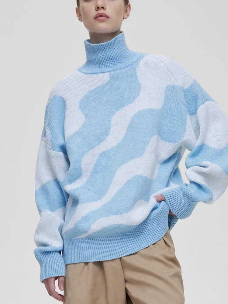 Loose Casual Thick Warm Stripes Print Pulover Winter Women's Knitted Turtleneck Fashion Khaki Orange Oversize Sweaters for Women
Loose Casual Thick Warm Stripes Print Pulover Winter Women's Knitted Turtleneck Fashion Khaki Orange Oversize Sweaters for Women