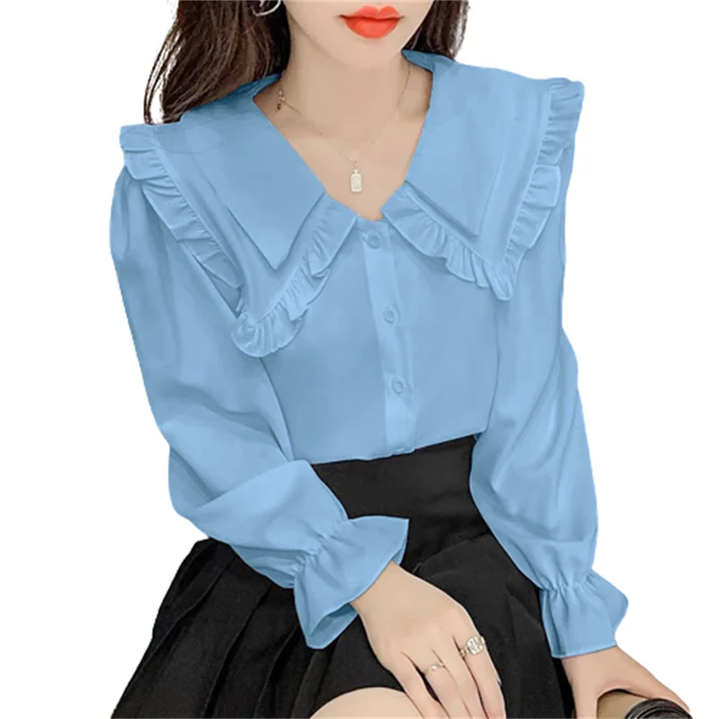 Women Summer Style Blouses Shirts Lady Fashion Casual Long Sleeve Turn-down Ruffles Blouses Tops WY0222
Women Summer Style Blouses Shirts Lady Fashion Casual Long Sleeve Turn-down Ruffles Blouses Tops WY0222