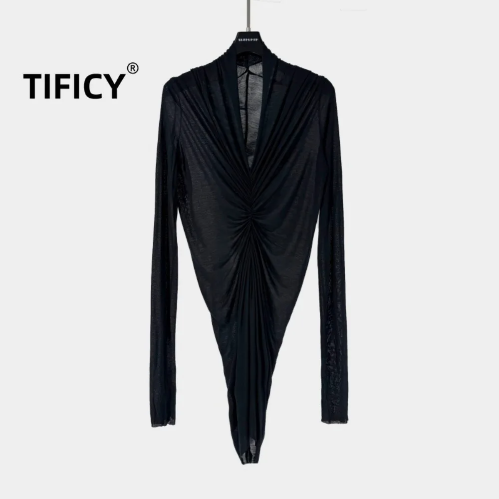 High Street RO Dark Pleated Fabric Long Sleeved T-shirt Spring and Summer Women V-neck Irregular Long Sleeved Tshirts Top
High Street RO Dark Pleated Fabric Long Sleeved T-shirt Spring and Summer Women V-neck Irregular Long Sleeved Tshirts Top
