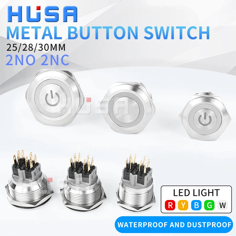 2NO2NC 25/28/30mm Waterproof Metal Push Button Switch LED Light Momentary Car Engine Power Switch 3/6/12/24/220V silver 1NO1NC
2NO2NC 25/28/30mm Waterproof Metal Push Button Switch LED Light Momentary Car Engine Power Switch 3/6/12/24/220V silver 1NO1NC