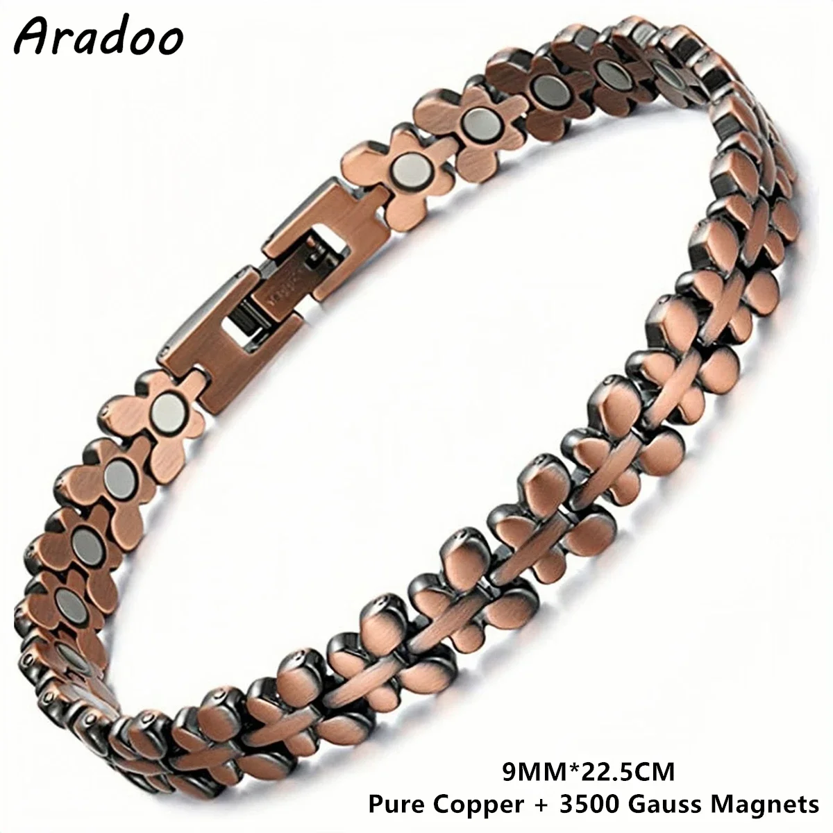 ARADOO Butterfly Design Pure Copper Bracelet for Women with 3500 Gauss Strong Magnets
ARADOO Butterfly Design Pure Copper Bracelet for Women with 3500 Gauss Strong Magnets