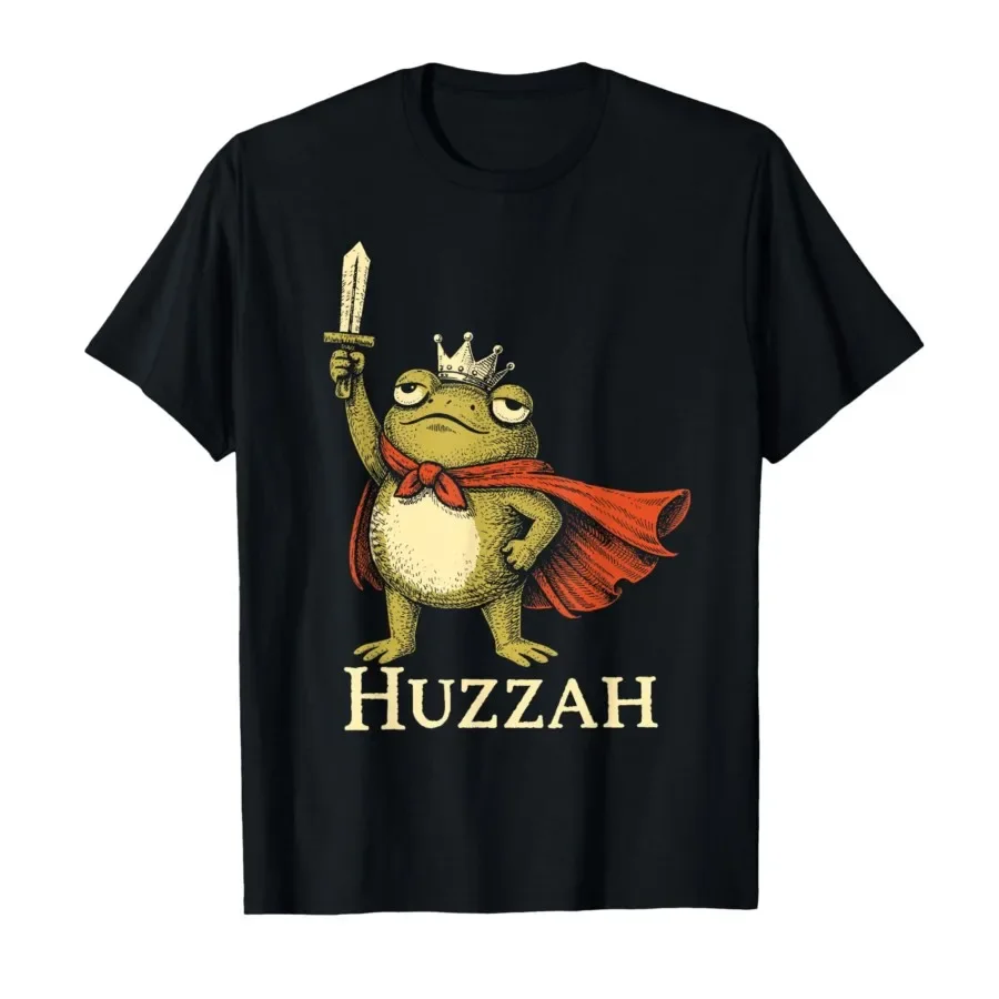 Huzzah Frog Knight Funny Frog Sword Meme Quote T-shirt For Men Women 100% Cotton T Shirts Short Sleeve Tops 0417-1
Huzzah Frog Knight Funny Frog Sword Meme Quote T-shirt For Men Women 100% Cotton T Shirts Short Sleeve Tops 0417-1