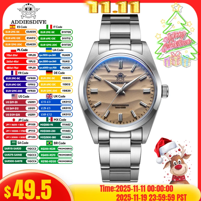 ADDIESDIVE 36mm Watch For Men reloj hombre 316L Stainless Steel Bubble Mirror Pot Cover Glass 100m Waterproof Quartz Wristwatch
ADDIESDIVE 36mm Watch For Men reloj hombre 316L Stainless Steel Bubble Mirror Pot Cover Glass 100m Waterproof Quartz Wristwatch