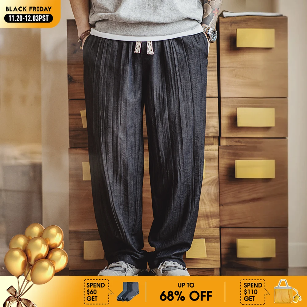 Maden Casual Water Wave Pleated Pants Men's Spring and Summer Cityboy Style Loose Fit Trousers with Elastic Waist Cool TR Bottom
Maden Casual Water Wave Pleated Pants Men's Spring and Summer Cityboy Style Loose Fit Trousers with Elastic Waist Cool TR Bottom