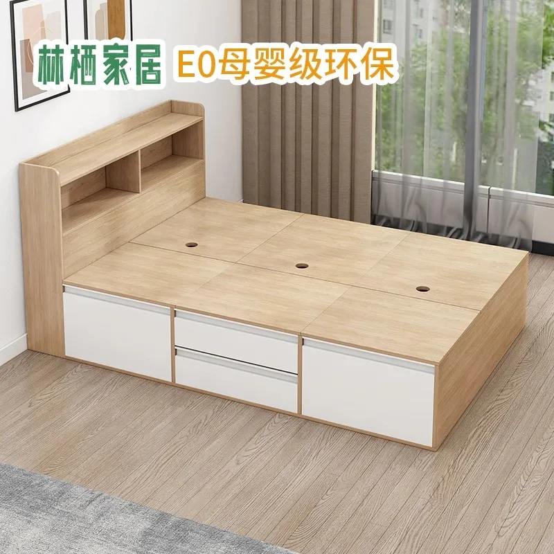 High box storage bed with drawers tatami small apartment multi-functional bookshelf bed combination 1 meter 2 single double bed
High box storage bed with drawers tatami small apartment multi-functional bookshelf bed combination 1 meter 2 single double bed