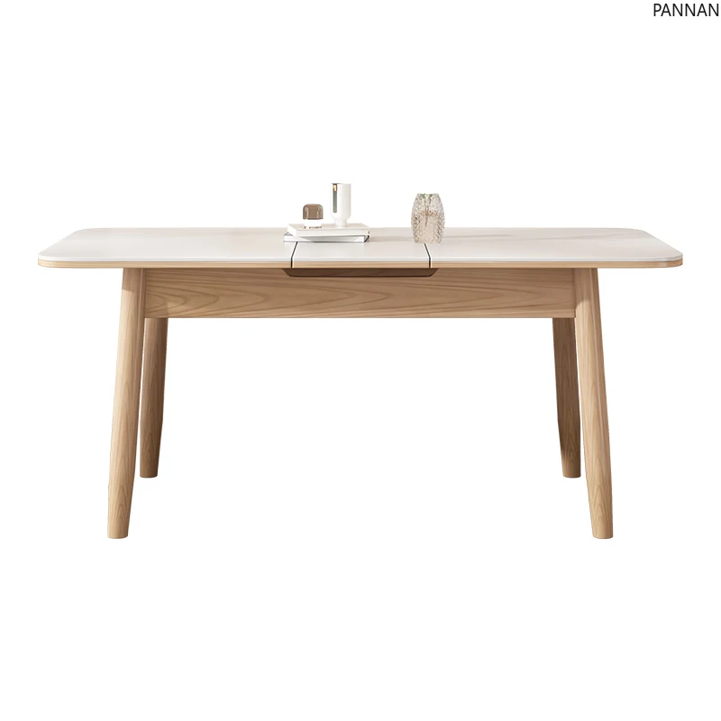 Log color retractable dining table household solid wood rock slab folding function table and chair combination
Log color retractable dining table household solid wood rock slab folding function table and chair combination