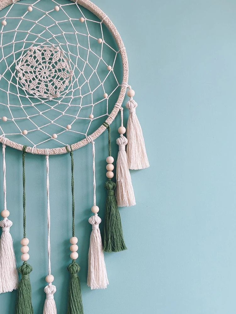 Nordic Style Handwoven round Dream Catcher Wall Hanging Tapestry Bohemian Bedroom Decoration Cotton Craft Finished Product
Nordic Style Handwoven round Dream Catcher Wall Hanging Tapestry Bohemian Bedroom Decoration Cotton Craft Finished Product