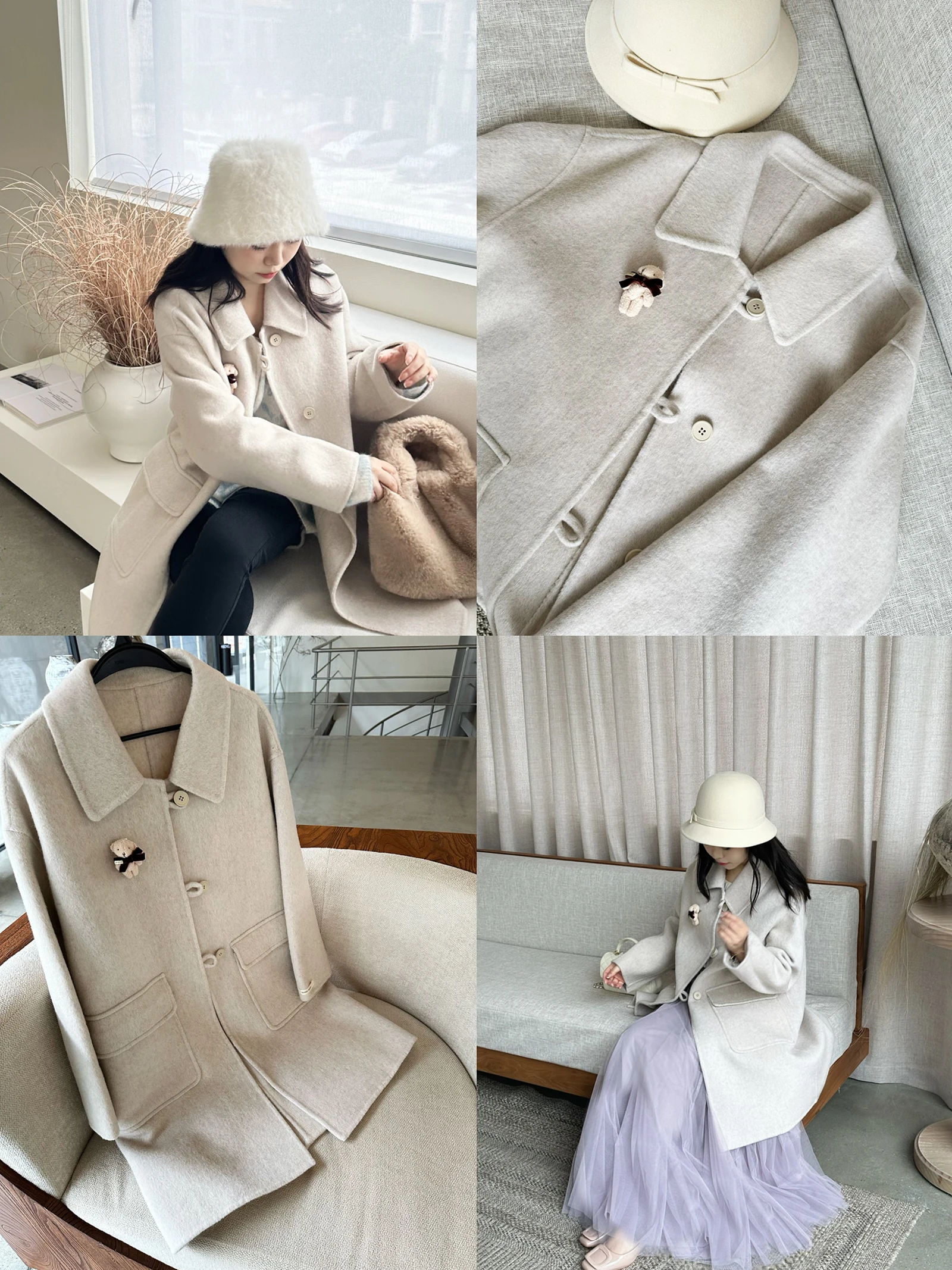 Теплое бежевое двустороннее шерстяное пальто с винтажным маленьким воротником, из овечьей шерсти, нежное, для повседневной носки, свободного кроя, с длинными рукавами, женское.
Теплое бежевое двустороннее шерстяное пальто с винтажным маленьким воротником, из овечьей шерсти, нежное, для повседневной носки, свободного кроя, с длинными рукавами, женское.