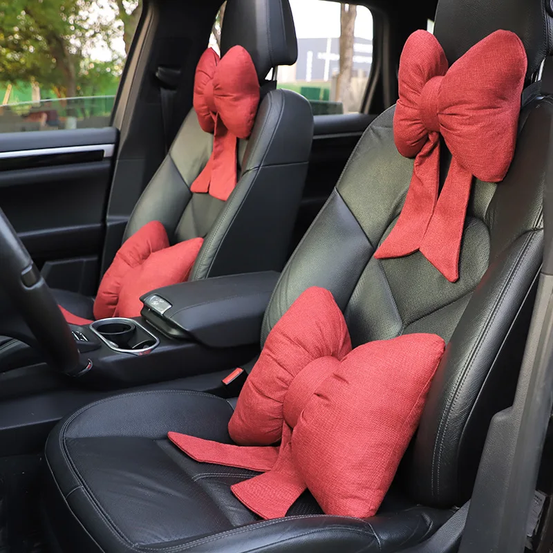 Bow Ribbon Car Headrest Neck Pillow Creative Cotton Linen Breathable Comfortable Car Waist Pillow Goddess Car Supplies 
Bow Ribbon Car Headrest Neck Pillow Creative Cotton Linen Breathable Comfortable Car Waist Pillow Goddess Car Supplies