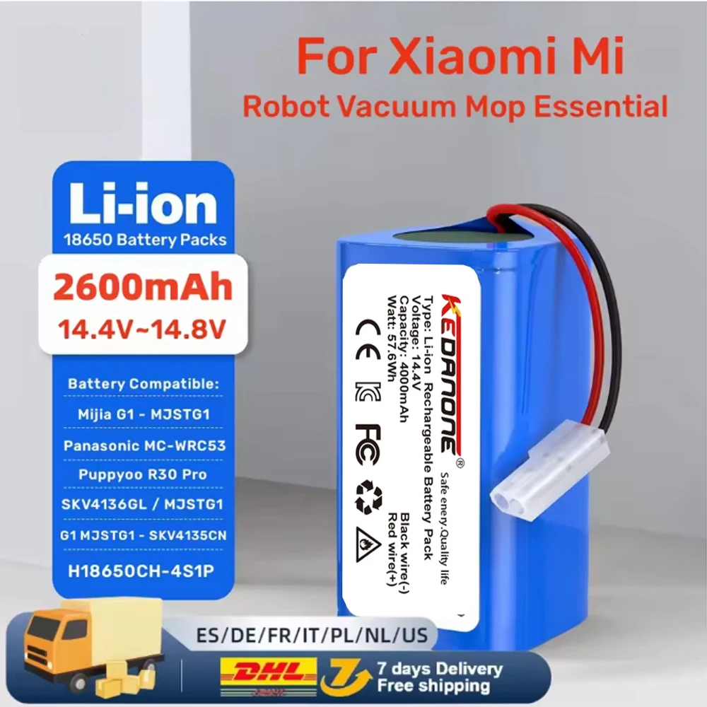 New H18650CH-4S1P 14.4V 3500mAh Li-ion Battery Pack,For XIAOMI MIJIA Mi Robot Vacuum-Mop Essential G1 MJSTG1,SKV4136GL R30 R35
New H18650CH-4S1P 14.4V 3500mAh Li-ion Battery Pack,For XIAOMI MIJIA Mi Robot Vacuum-Mop Essential G1 MJSTG1,SKV4136GL R30 R35