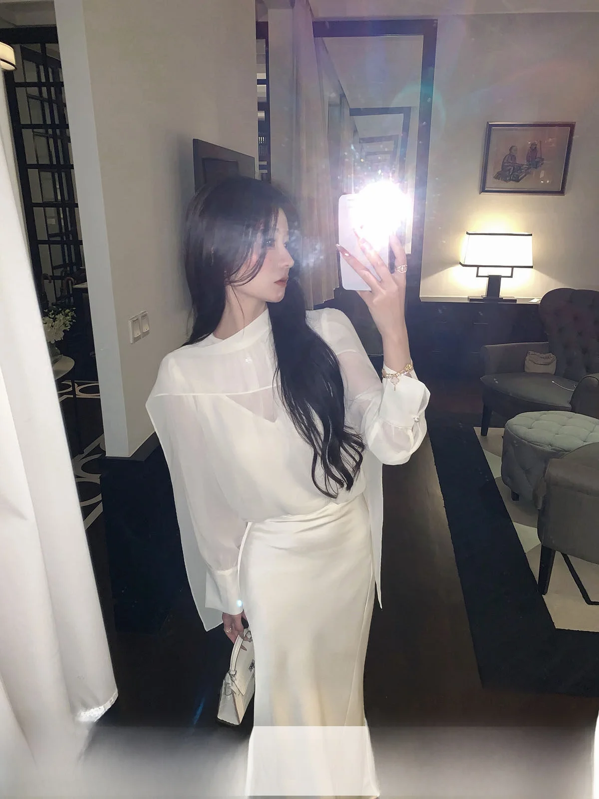 YOLI Zhang Yuli Peach Color Chiffon irt Women's Spring High-End Feeling Ele Slimming Versatile Top French Holiday Sle
YOLI Zhang Yuli Peach Color Chiffon irt Women's Spring High-End Feeling Ele Slimming Versatile Top French Holiday Sle