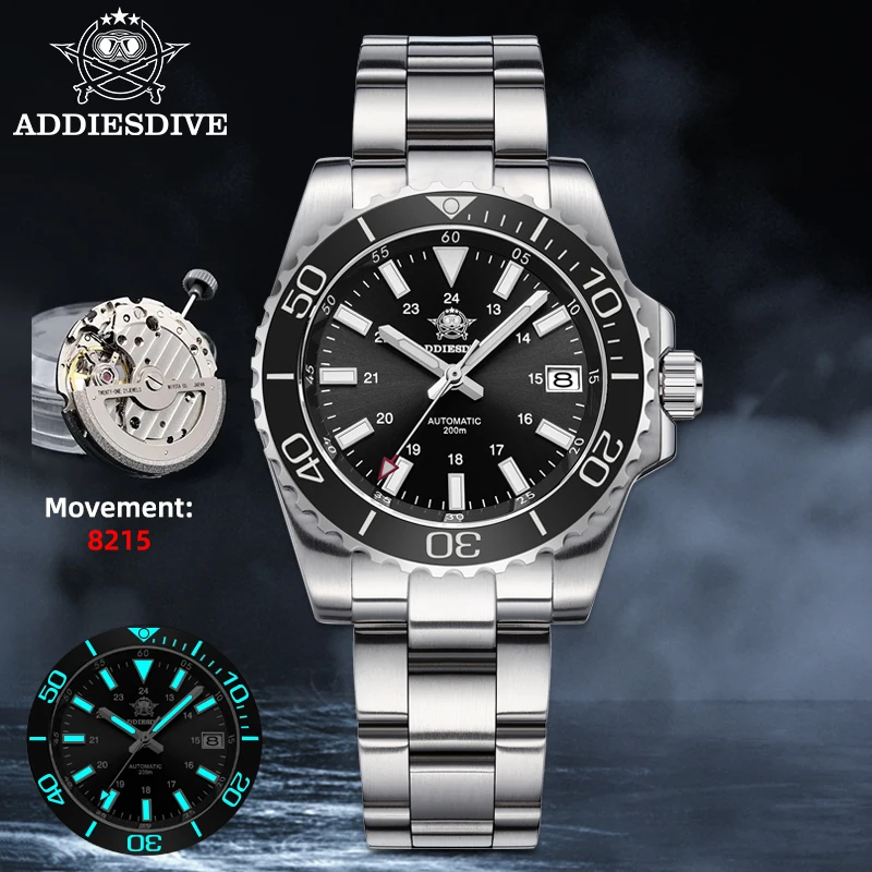 ADDIESDIVE Automatic Mechanical Watch Man European American Business Leisure Wristwatch Silver Luminous Waterproof Luxury Watch
ADDIESDIVE Automatic Mechanical Watch Man European American Business Leisure Wristwatch Silver Luminous Waterproof Luxury Watch