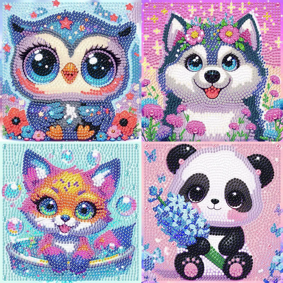 Cartoon children's crystal bright diamond animal series handmade DIY handicraft toy with frame panda gift
Cartoon children's crystal bright diamond animal series handmade DIY handicraft toy with frame panda gift