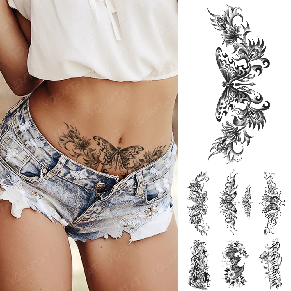 Waterproof Temporary Tattoos Sticker Black Henna Butterfly Dragonfly Lotus Leaf Body Art Tattoo Neck Chest Women Men Fake Tatoo
Waterproof Temporary Tattoos Sticker Black Henna Butterfly Dragonfly Lotus Leaf Body Art Tattoo Neck Chest Women Men Fake Tatoo