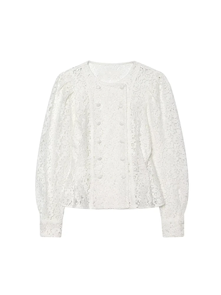 Shpmishal Summer New Women's Lace Hollow Out Jackets Elegant Round Collar Long Sleeve Outerwear Spring Double Breasted Coat Lady
Shpmishal Summer New Women's Lace Hollow Out Jackets Elegant Round Collar Long Sleeve Outerwear Spring Double Breasted Coat Lady