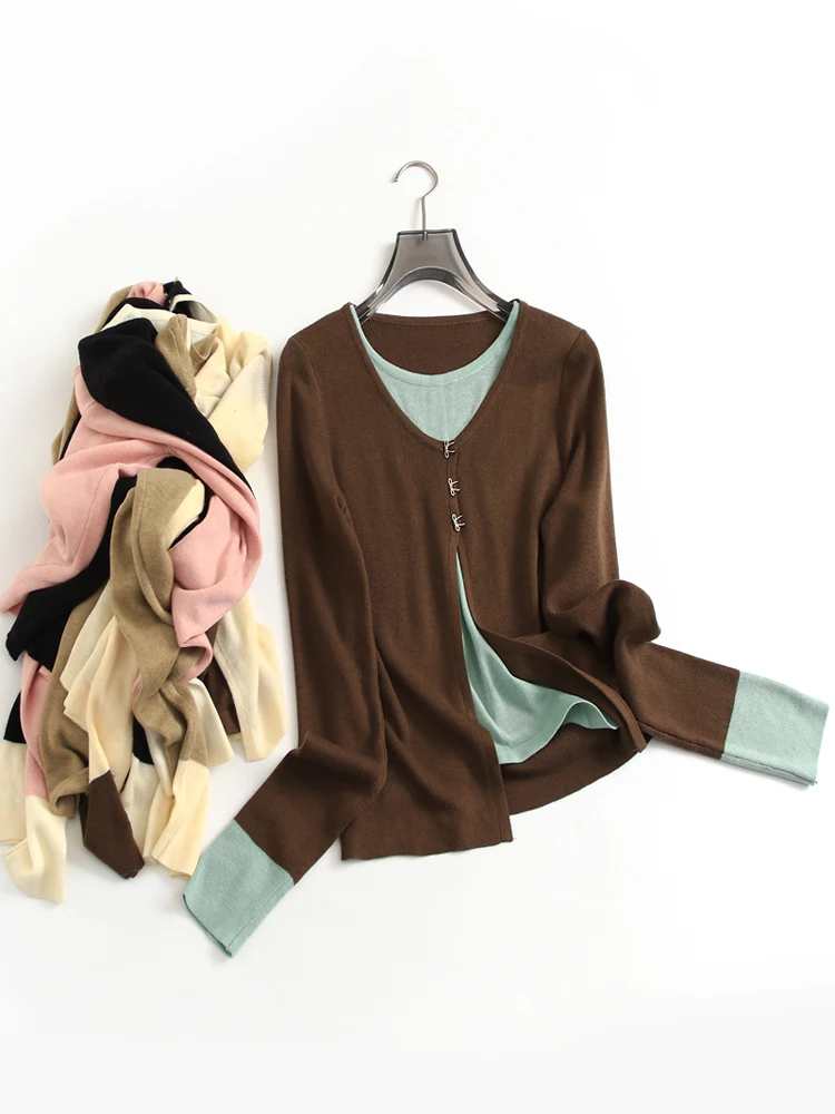 Slimming Short Sleeve Long Knitted Sweater round Neck Faux Two-Piece Women's Autumn Winter Style Commute Simple Fit Type
Slimming Short Sleeve Long Knitted Sweater round Neck Faux Two-Piece Women's Autumn Winter Style Commute Simple Fit Type