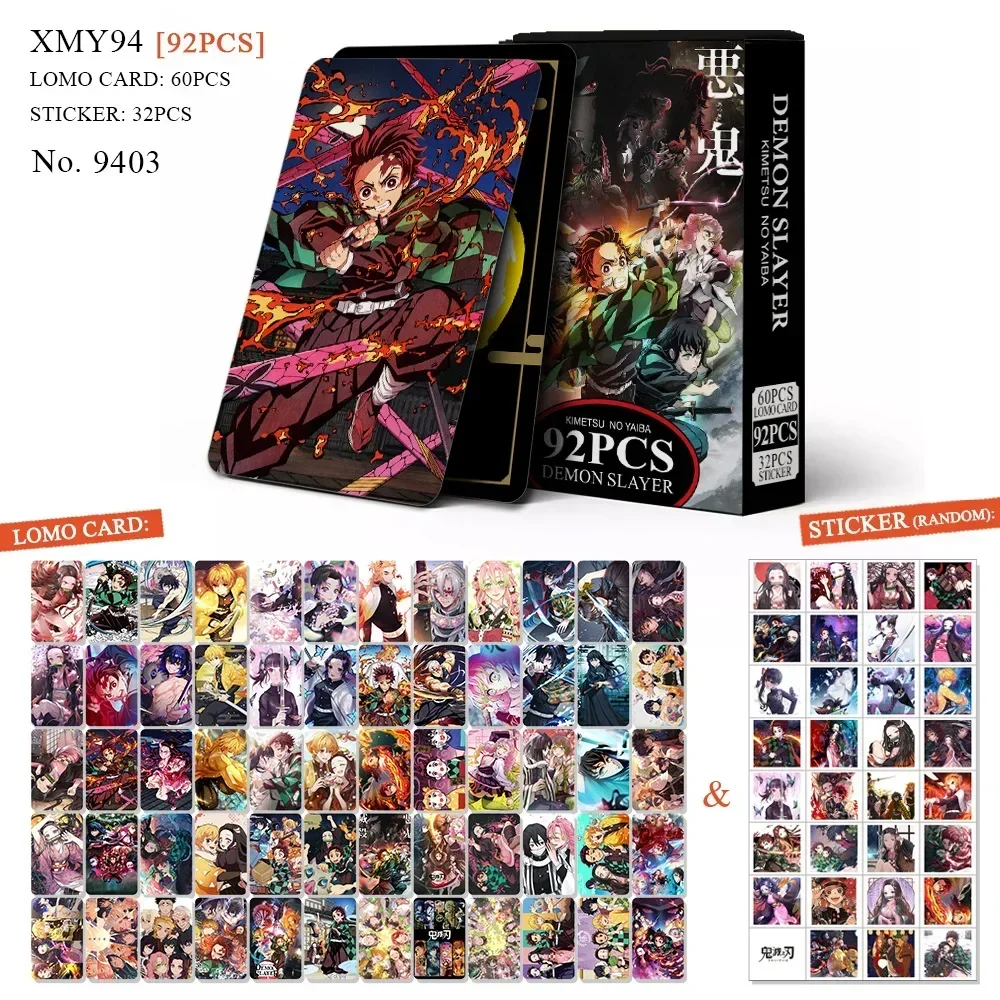 92pcs/set Demon Slayer LOMO Cards and Stickers High quality HD Double Side Print Photocards
92pcs/set Demon Slayer LOMO Cards and Stickers High quality HD Double Side Print Photocards