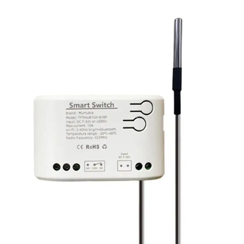 Tuya 1 канал 32 В контактный Wi-Fi переключатель температуры и влажности голосовое управление, совместимое с Amazon Alexa, Яндекс Алиса
Tuya 1 канал 32 В контактный Wi-Fi переключатель температуры и влажности голосовое управление, совместимое с Amazon Alexa, Яндекс Алиса