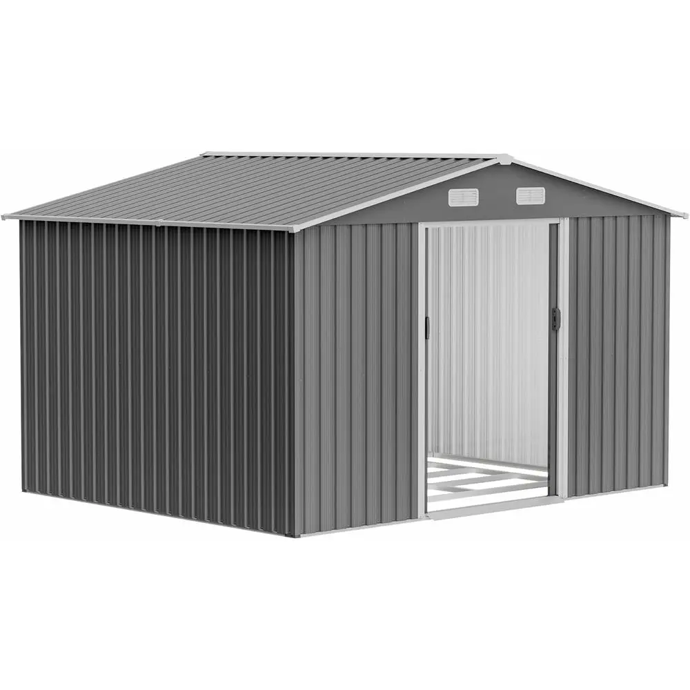 Наружный навес для хранения вещей 10x8 — металлический запираемый с наполом, вентиляционными отверстиями, водонепроницаемой крышей — идеально подходит для патио (серый)
Наружный навес для хранения вещей 10x8 — металлический запираемый с наполом, вентиляционными отверстиями, водонепроницаемой крышей — идеально подходит для патио (серый)