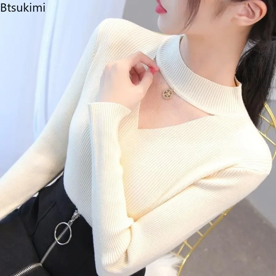 New 2024 Women's Warm Clothing Half High Collar Long Sleeve Solid Slim Fashion Casual All-match Hollow Out Knitted Sweater Tops
New 2024 Women's Warm Clothing Half High Collar Long Sleeve Solid Slim Fashion Casual All-match Hollow Out Knitted Sweater Tops