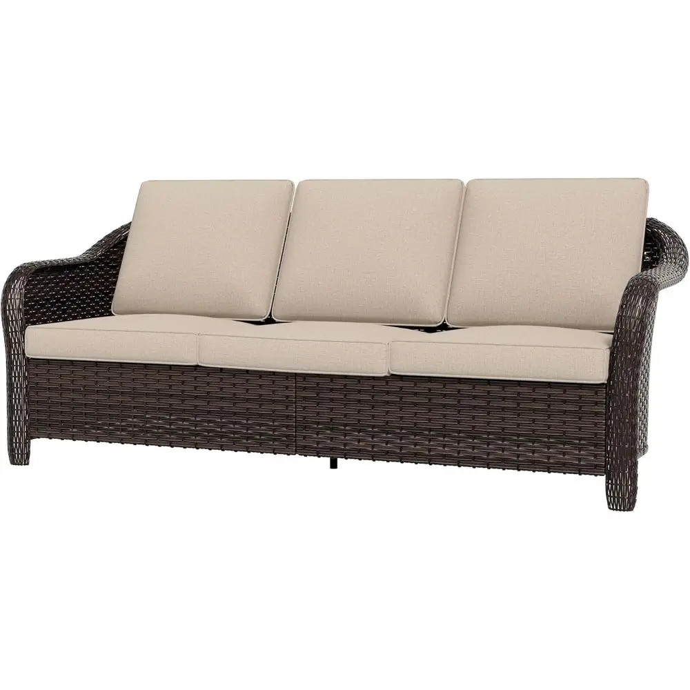 All-Weather 77 Outdoor Wicker 3-Seater Sofa with Cushions for Patio, Porch, Backyard, and Poolside in Beige
All-Weather 77 Outdoor Wicker 3-Seater Sofa with Cushions for Patio, Porch, Backyard, and Poolside in Beige