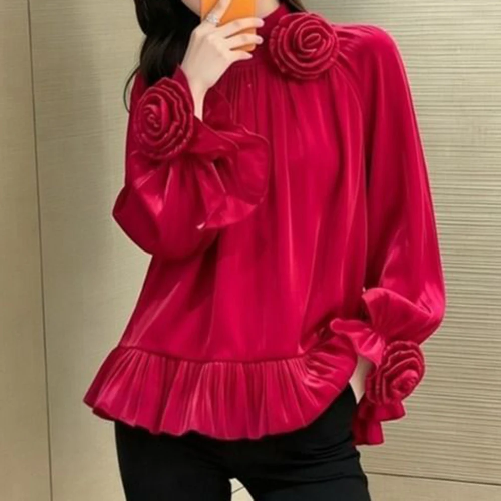 Streamer tulle shirt women's 2026 new spring high-end age reduction foreign style unique and beautiful French red shirt
Streamer tulle shirt women's 2026 new spring high-end age reduction foreign style unique and beautiful French red shirt