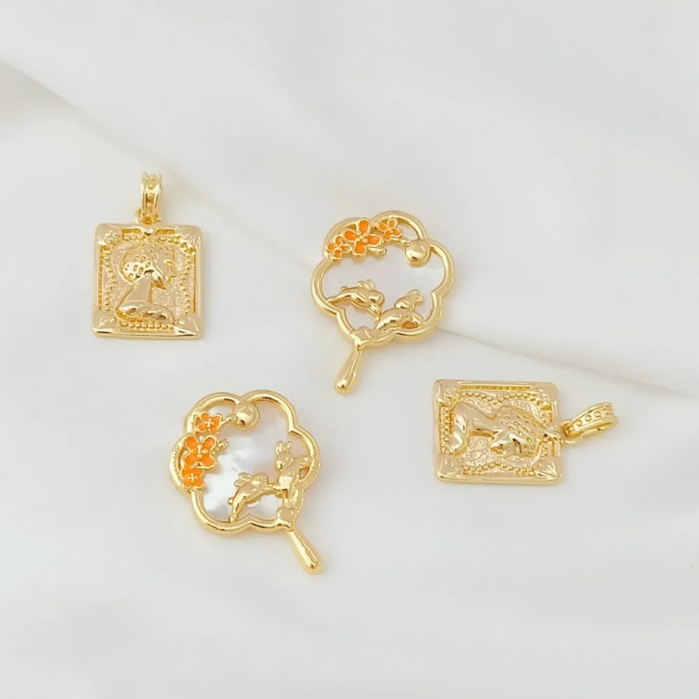 14K Gold-plated, Mother-of-pearl Jade Rabbit Fan Pendant, Human Figure Tag, DIY Handmade Bracelet Pendant Accessory
14K Gold-plated, Mother-of-pearl Jade Rabbit Fan Pendant, Human Figure Tag, DIY Handmade Bracelet Pendant Accessory