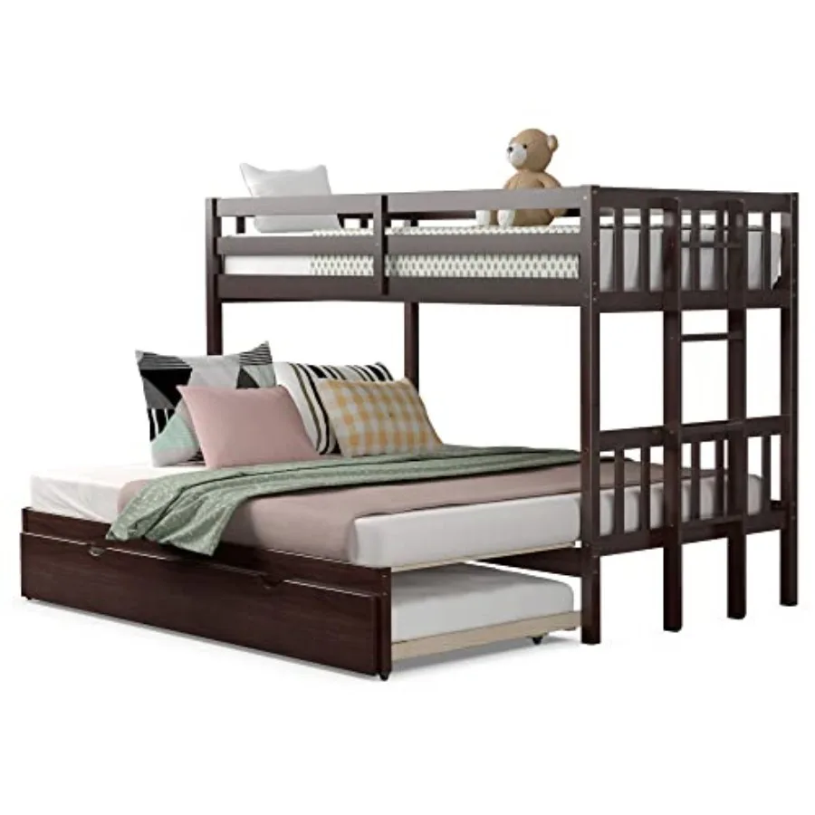Wood Twin Over Full Bunk Bed with Trundle, Extendable Twin/Full Bunk Bed Frame with High Guardrail and Safety Ladder, Solid Woo
Wood Twin Over Full Bunk Bed with Trundle, Extendable Twin/Full Bunk Bed Frame with High Guardrail and Safety Ladder, Solid Woo