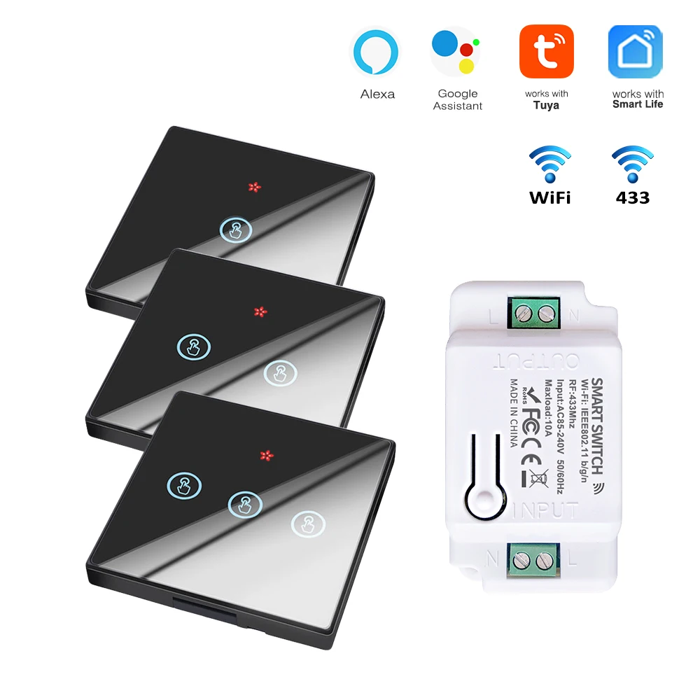 Tuya WiFi Smart Light Switch Tempered Glass Panel Wireless Remote Control Works with Alexa Google Home 1 2 3 Gang Modular
Tuya WiFi Smart Light Switch Tempered Glass Panel Wireless Remote Control Works with Alexa Google Home 1 2 3 Gang Modular