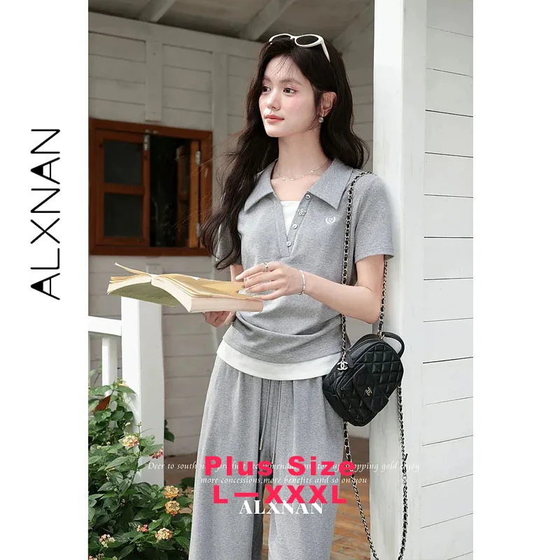 ALXNAN Plus Size Grey T-shirt Summer Polo Collar Casual Short Sleeve Tees 2026 Elegant Slim-fit Casual Female Clothing D65065
ALXNAN Plus Size Grey T-shirt Summer Polo Collar Casual Short Sleeve Tees 2026 Elegant Slim-fit Casual Female Clothing D65065