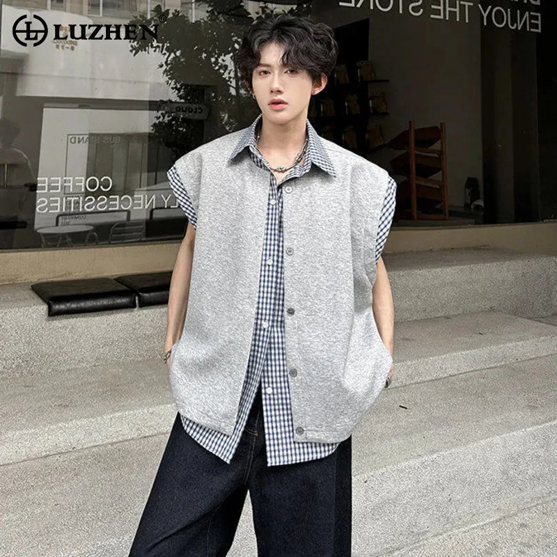 LUZHEN Men's Piece Design Sleeveless Shirts Fake 2025 Two Summer High Quality Plaid Printed Patchwork Casual Tank Tops JY3474
LUZHEN Men's Piece Design Sleeveless Shirts Fake 2025 Two Summer High Quality Plaid Printed Patchwork Casual Tank Tops JY3474