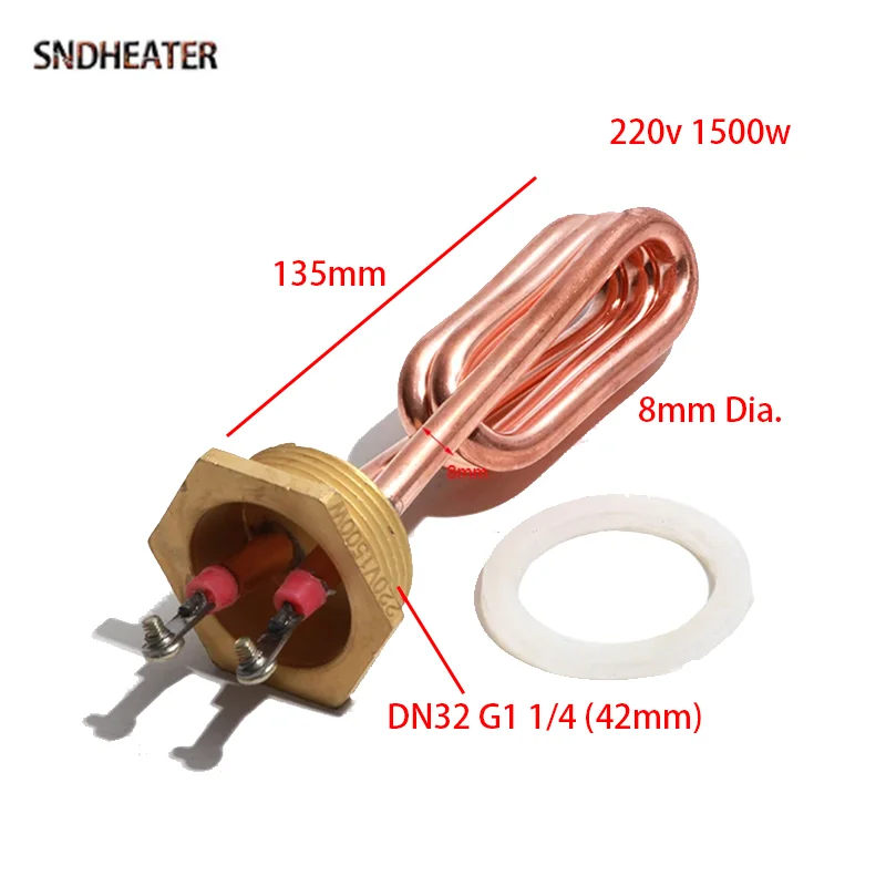SNDHEATER 1500W 2000W 2500W G5/4 Copper Thread Heating Element 220V 140MM Length Electric Solar Heater Resistance for Water Tank
SNDHEATER 1500W 2000W 2500W G5/4 Copper Thread Heating Element 220V 140MM Length Electric Solar Heater Resistance for Water Tank