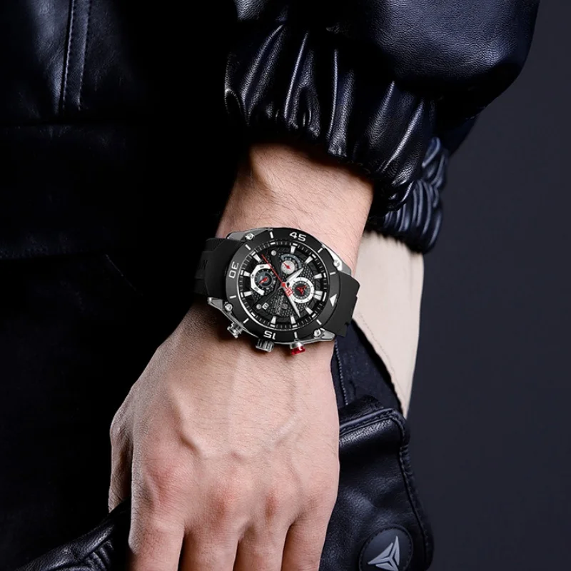 NAVIFORCE Man's Watch Quartz Chronograph 30M Waterproof Luminous Silicone Strap Trendy Sports Simple Wristwatch Gift Box for Men
NAVIFORCE Man's Watch Quartz Chronograph 30M Waterproof Luminous Silicone Strap Trendy Sports Simple Wristwatch Gift Box for Men