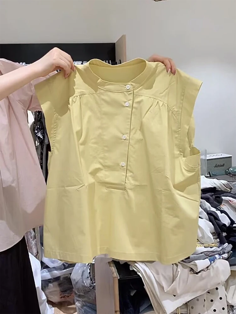 Korean Sle round Ne Svel irt Women Summer Casual Loose Faion Slimming Vest Simple Versatile Comfortable Top
Korean Sle round Ne Svel irt Women Summer Casual Loose Faion Slimming Vest Simple Versatile Comfortable Top