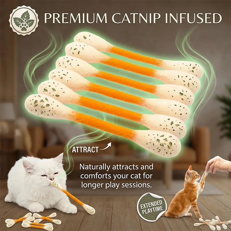 6 Pieces Pet Toy Cotton Swab Design with Catnip 15CM Giant Chew Stick Cat Toy Interactive Felt Toy For Cats & Pet Gift Accessory
6 Pieces Pet Toy Cotton Swab Design with Catnip 15CM Giant Chew Stick Cat Toy Interactive Felt Toy For Cats & Pet Gift Accessory