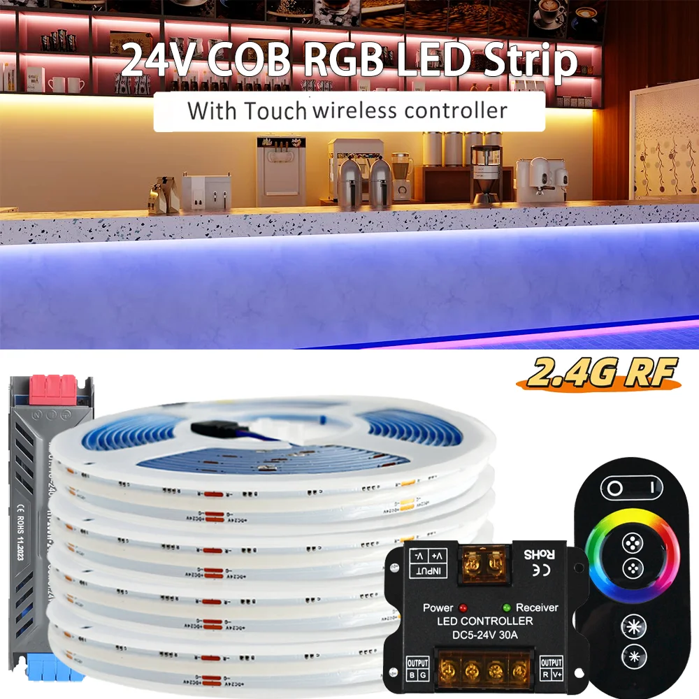 Светодиодная лента RGB COB 24В, 10 м, высокой плотности, гибкая, для спальни и вечеринок, с мощным контроллером 2.4G и сенсорным пультом ДУ
Светодиодная лента RGB COB 24В, 10 м, высокой плотности, гибкая, для спальни и вечеринок, с мощным контроллером 2.4G и сенсорным пультом ДУ