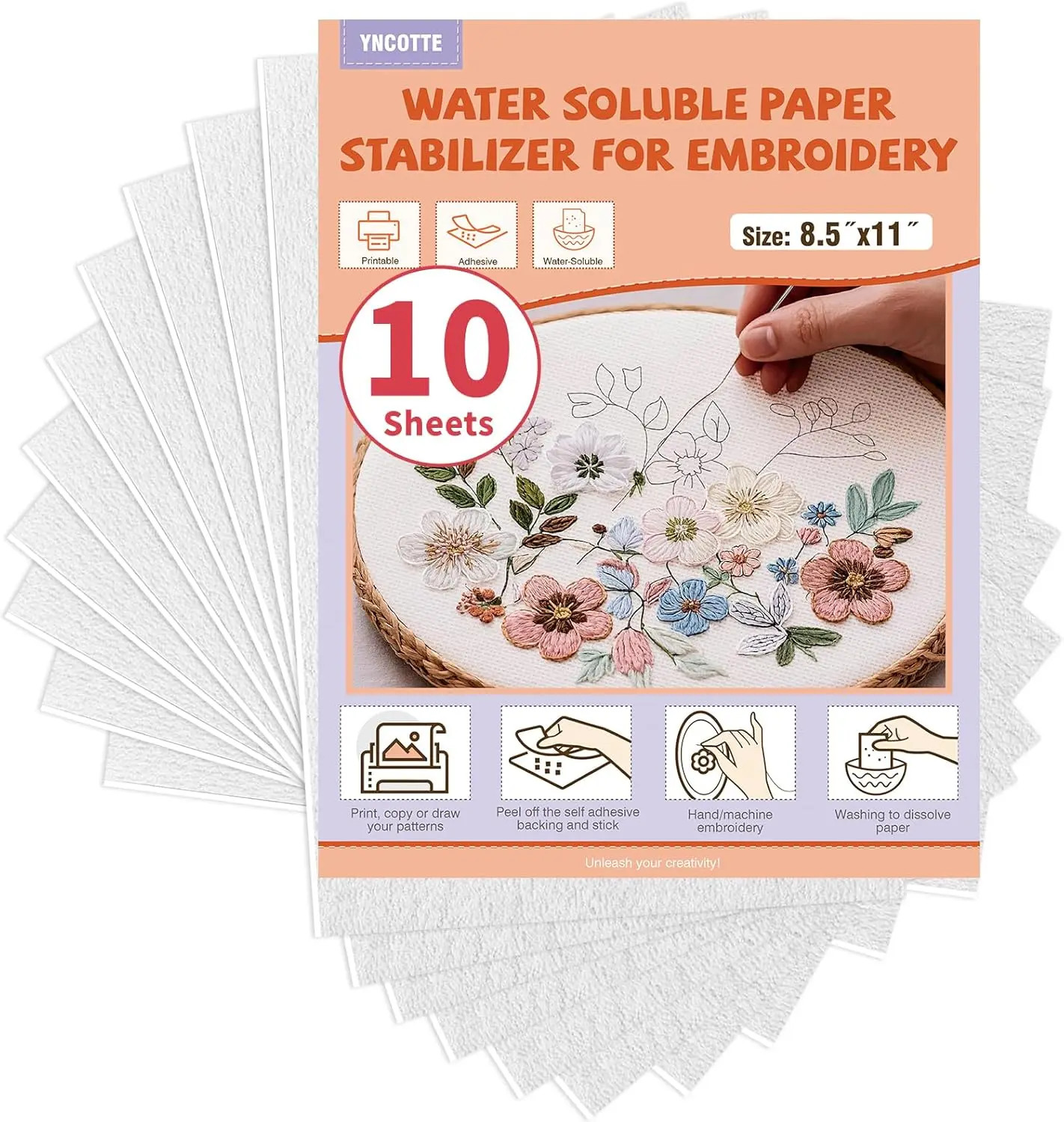 10 Sheets 8.5x11 Wash Away Embroidery Paper, Dissolvable Stabilizer for Hand & Machine Sewing
10 Sheets 8.5x11 Wash Away Embroidery Paper, Dissolvable Stabilizer for Hand & Machine Sewing