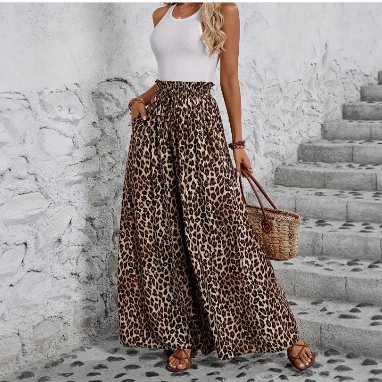 Women's High Waist Leopard Print Wide Leg Pants Elastic Waist Casual Loose Palazzo Trousers 2026 Fashion Summer Streetwear
Women's High Waist Leopard Print Wide Leg Pants Elastic Waist Casual Loose Palazzo Trousers 2026 Fashion Summer Streetwear