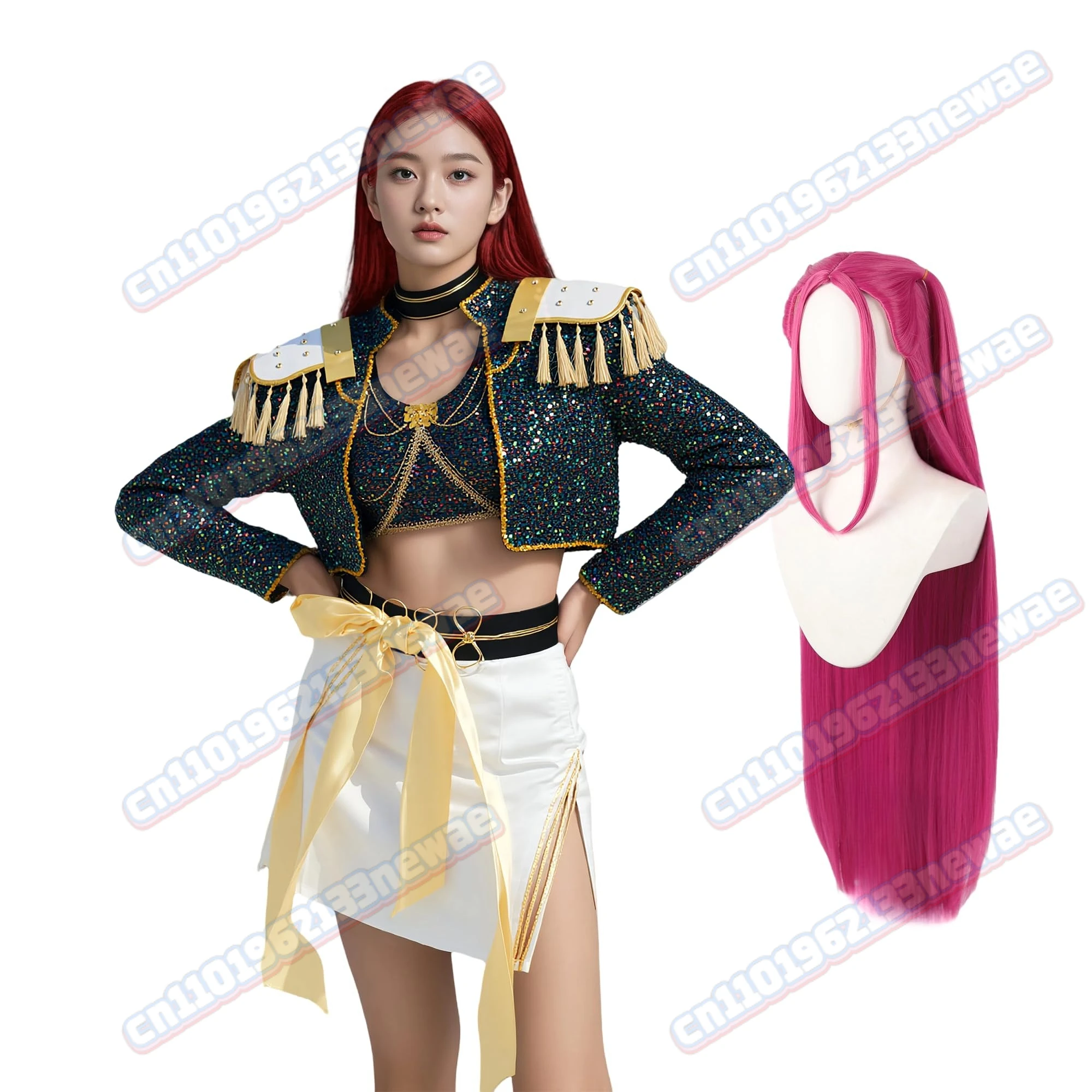 NEW Fancy Dress Demon Hunter of KPop Mira Cosplay For Women Golden Singing Stage Costume Wig 2025 Cartoon Costume Woman Outfits
NEW Fancy Dress Demon Hunter of KPop Mira Cosplay For Women Golden Singing Stage Costume Wig 2025 Cartoon Costume Woman Outfits