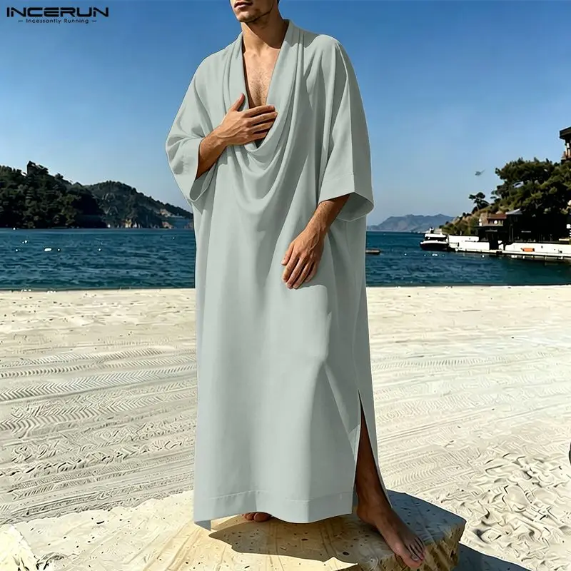 INCERUN Men's Muslim Kaftan Solid Color 3/4 Sleeve Vintage Robes For Man Caftan Oversize Loose 2026 Casual Arabic Jubba Thobe
INCERUN Men's Muslim Kaftan Solid Color 3/4 Sleeve Vintage Robes For Man Caftan Oversize Loose 2026 Casual Arabic Jubba Thobe
