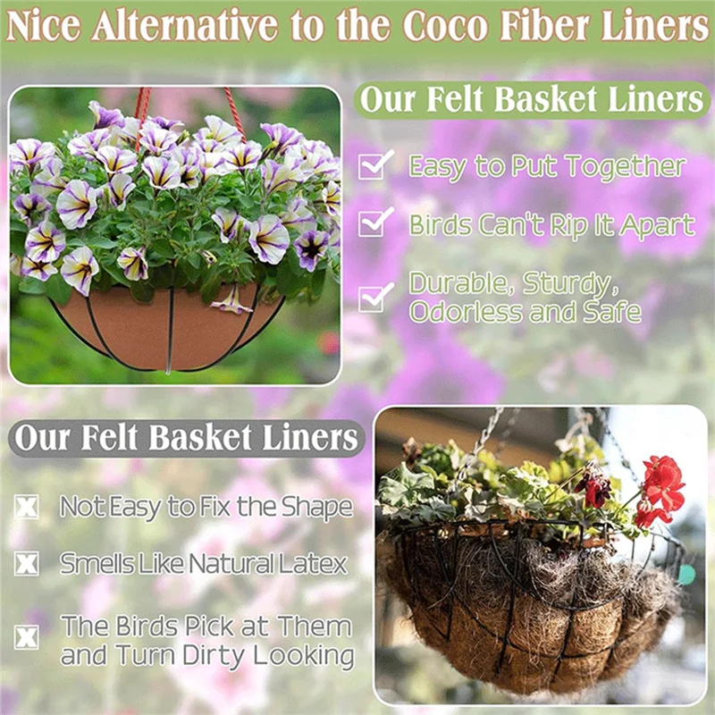 ABZC-3Pack Felt Liners For Round Hanging Baskets, Enhance Your Hanging Plants And Flowers
ABZC-3Pack Felt Liners For Round Hanging Baskets, Enhance Your Hanging Plants And Flowers