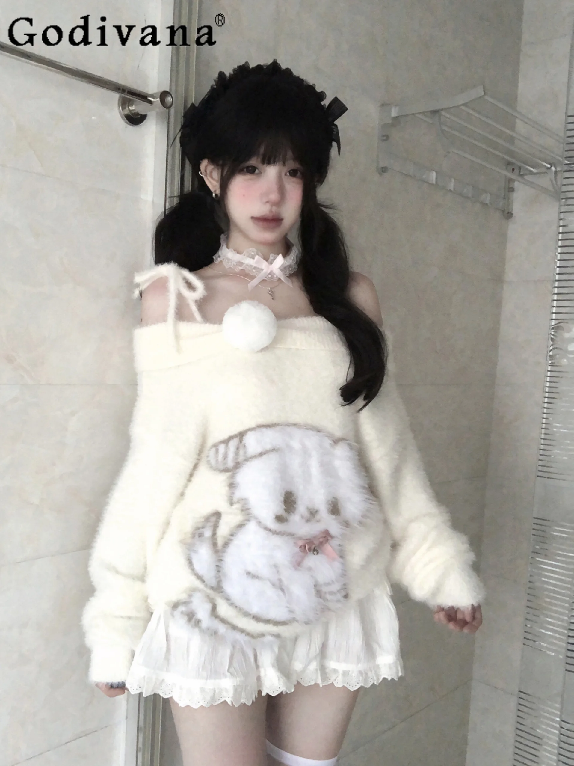 Original Cute Sweet Kawaii Off-Shoulder Sweaters Female Cartoon Jacquard Loose Student Y2k Knitwear Pullovers Autumn and Winter
Original Cute Sweet Kawaii Off-Shoulder Sweaters Female Cartoon Jacquard Loose Student Y2k Knitwear Pullovers Autumn and Winter