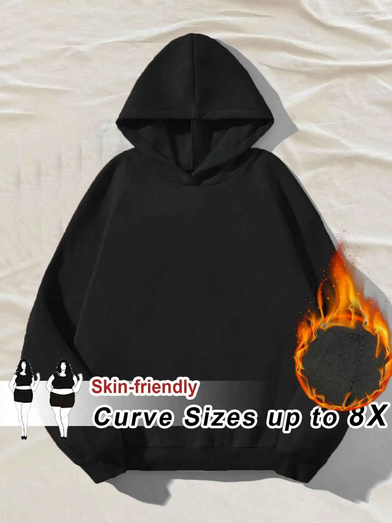 Женская черная толстовка свободного кроя с капюшоном больших размеров для повседневной носки осенью и зимой
Женская черная толстовка свободного кроя с капюшоном больших размеров для повседневной носки осенью и зимой