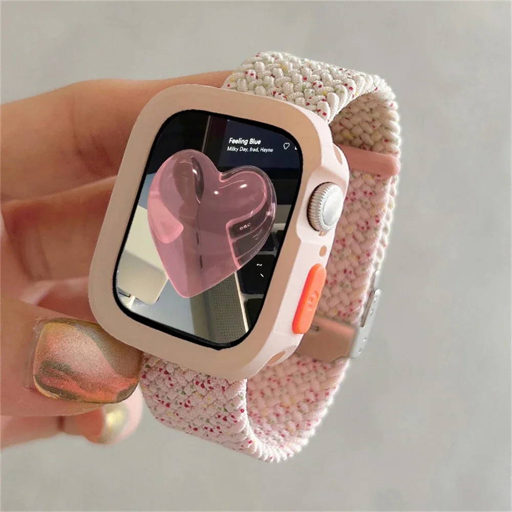 Korean Cute Braided Strap + Case For Apple Watch Band 44 40 45 41 49 MM Elastic Nylon Bracelet For iWatch Series 9 8 SE 7 6 5 4
Korean Cute Braided Strap + Case For Apple Watch Band 44 40 45 41 49 MM Elastic Nylon Bracelet For iWatch Series 9 8 SE 7 6 5 4