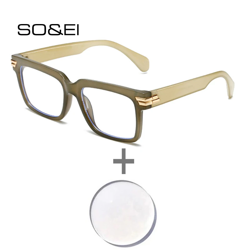 SO&EI Fashion Double Color Square Women Prescription Glasses Retro Rivets Men Myopia/Hyperopia/Progressive Optical Green Eyewear
SO&EI Fashion Double Color Square Women Prescription Glasses Retro Rivets Men Myopia/Hyperopia/Progressive Optical Green Eyewear