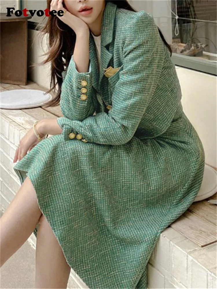 NMZM Retro Women's Tweed Set 2023 New Fashion Long Sleeve Button Suit Elegant High Waist Loose Midi Dress Set
NMZM Retro Women's Tweed Set 2023 New Fashion Long Sleeve Button Suit Elegant High Waist Loose Midi Dress Set