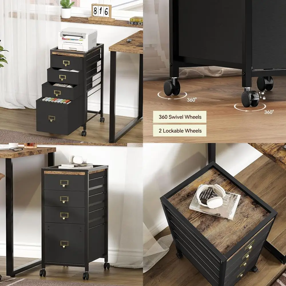 4-Drawer Mobile File Cabinet, Letter/A4 Size, Fabric Veil on Wheels, Compact Home Office Desk Storage Cabinet, Black
4-Drawer Mobile File Cabinet, Letter/A4 Size, Fabric Veil on Wheels, Compact Home Office Desk Storage Cabinet, Black