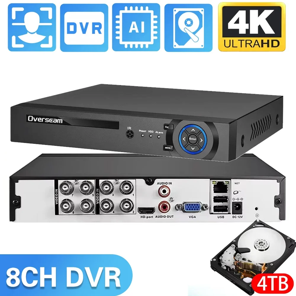 H.265 4CH/8CH CCTV DVR 4K 8MP 5MP Face Detec 6in1 AHD CVI TVI CVBS IP Camera Hybrid Digital Video Recorder Home Security System
H.265 4CH/8CH CCTV DVR 4K 8MP 5MP Face Detec 6in1 AHD CVI TVI CVBS IP Camera Hybrid Digital Video Recorder Home Security System